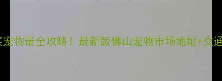 图片 佛山哪里买宠物最全攻略！最新版佛山宠物市场地址+交通+避坑指南