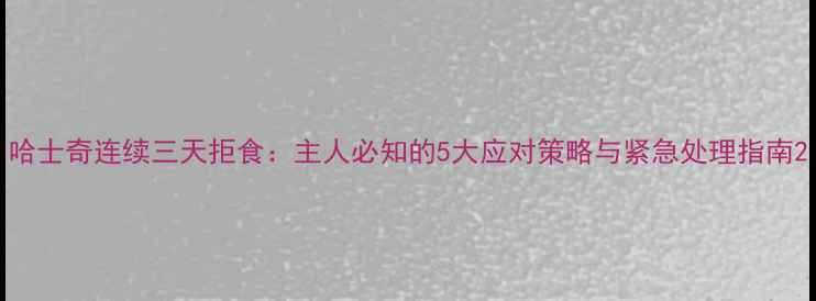 图片 哈士奇连续三天拒食：主人必知的5大应对策略与紧急处理指南2