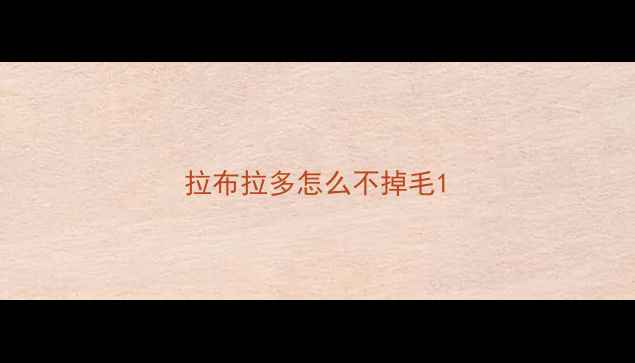 图片 拉布拉多怎么不掉毛1