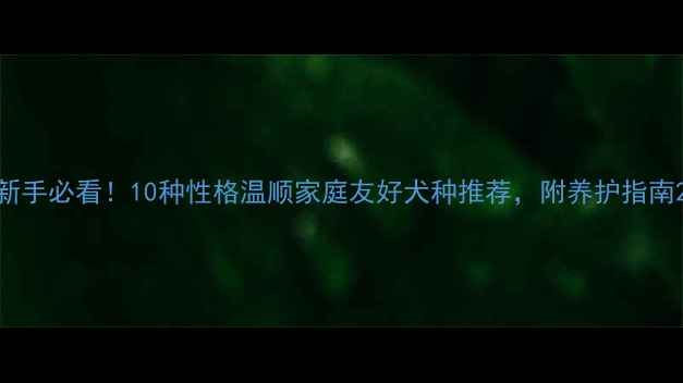图片 新手必看！10种性格温顺家庭友好犬种推荐，附养护指南2