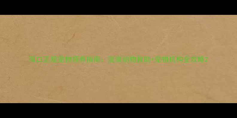 图片 海口正规宠物领养指南：流浪动物救助+宠物机构全攻略2