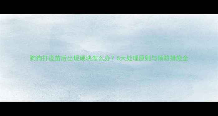 图片 狗狗打疫苗后出现硬块怎么办？5大处理原则与预防措施全