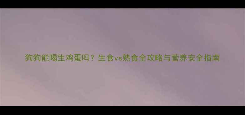 图片 狗狗能喝生鸡蛋吗？生食vs熟食全攻略与营养安全指南