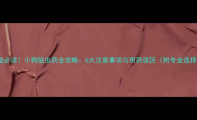图片 科学养宠必读！小狗驱虫药全攻略：6大注意事项与用药误区（附专业选择指南）1