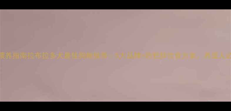 图片 科学喂养指南拉布拉多犬最佳狗粮推荐：5大品牌+防肥胖饮食方案，养宠人必看！