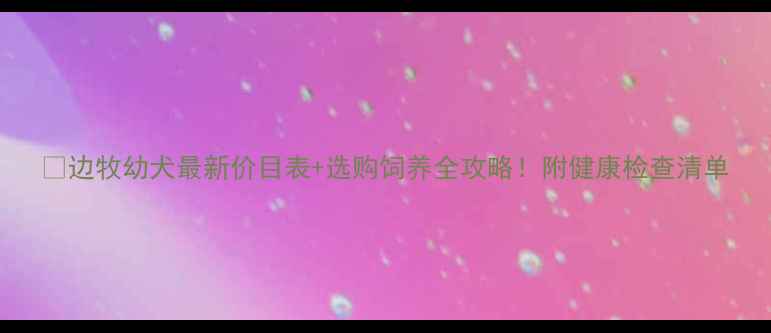 图片 🐾边牧幼犬最新价目表+选购饲养全攻略！附健康检查清单