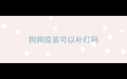 狗狗疫苗可以补打吗