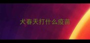 犬春天打什么疫苗