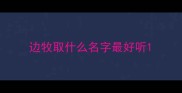 边牧取什么名字最好听