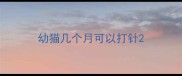 幼猫几个月可以打针
