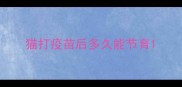 猫打疫苗后多久能节育