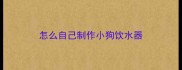 怎么自己制作小狗饮水器