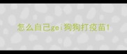 怎么自己gei狗狗打疫苗