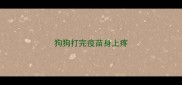 狗狗打完疫苗身上疼
