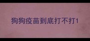 狗狗疫苗到底打不打