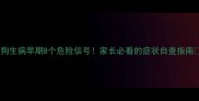 狗狗生病早期8个危险信号家长必看的症状自查指南