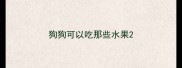 狗狗可以吃那些水果