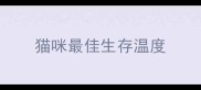猫咪最佳生存温度