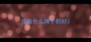 疫苗什么牌子的好